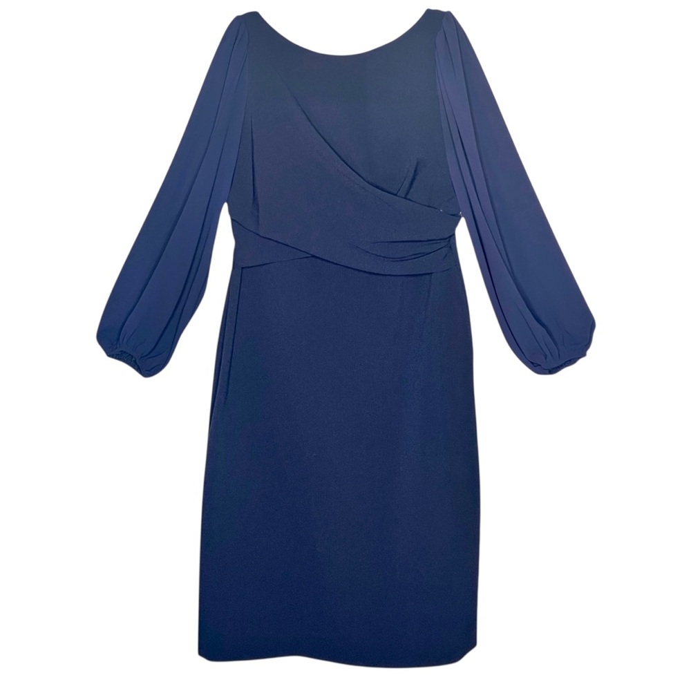 Vince Camuto Signature Stretch Crepe Sheath Dress 14 Chiffon Balloon Sleeve - Picture 4 of 12